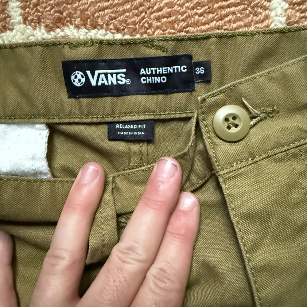 Vans Olive Green Chino Pants Relaxed Fit Size 36